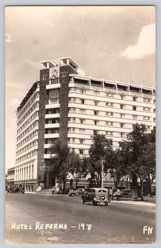 Hotel Reforma Mexico City Vintage Cars Architecture RPPC Real Photo Postcard - Picture 1 of 2