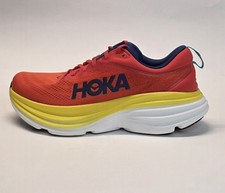 New Hoka One One Bondi 8   Red Alert Flame Running Sneakers Men's Size 12 D
