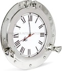 Aluminum Nickel Plated Nautical Ship's Porthole Time's Clock-Maritime Wall Decor