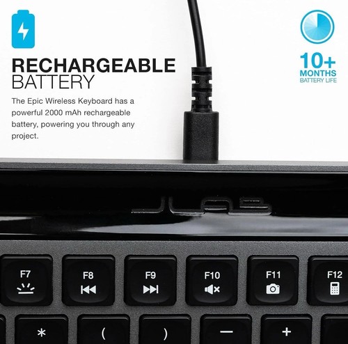 JLab Epic Wireless Keyboard, Black, 108 Keys, Multi-Device, 2.4G/Bluetooth - Bild 4 von 5