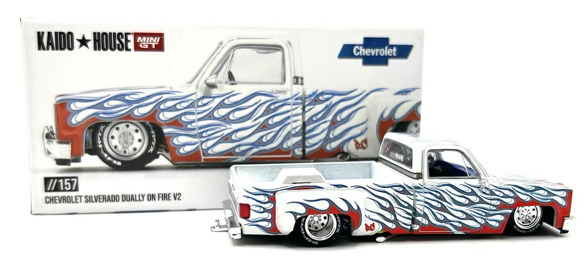 KAIDO HOUSE MINI GT CHEVROLET SILVERADO DUALLY ON FIRE V2 | eBay