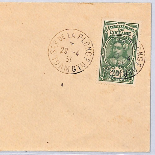 FRENCH POLYNESIA Cover 20c OCEANIE 1931 *Tuamotu* CDS France Colonies CTO YF180 - Picture 1 of 12