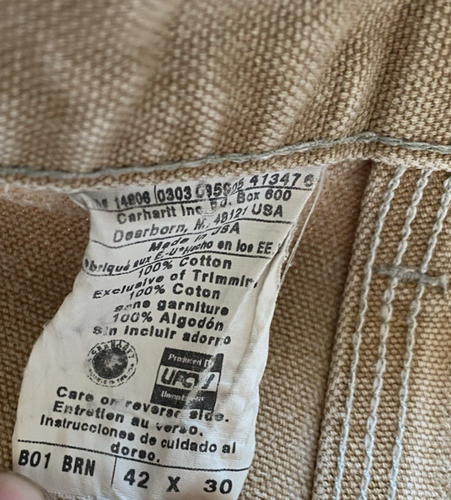 Vintage Carhartt B01 BRN Double Knee Herren Hose Braun 42x30 Made In USA - Bild 6 von 14