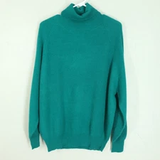 LImited Turtleneck Sweater L Teal Lambs Angora Wool Blend Knit Long Sleeve NWT