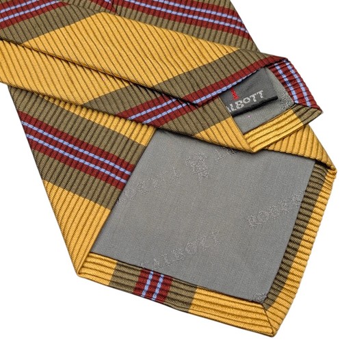 Robert Talbott Logan's Repp Tie Classic Yellow Red Green Striped Silk USA 59x3.7 - Picture 3 of 8