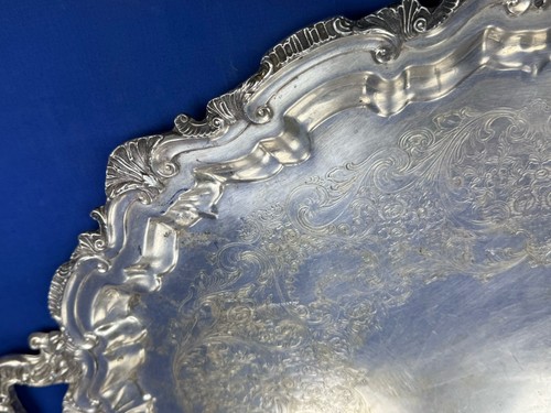 2 VASSOI DA PORTATA in argento C.1910 26" e 25,5", ciascuno 6 libbre 6 once Wilcox, Rogers - Foto 7 di 24