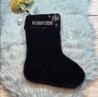 NEW Victoria's Secret Holiday Stocking Black Embroidered/Embellished Faux Fur