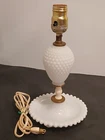 White  Milk Glass Vintage Hobnob Design Table Lamp