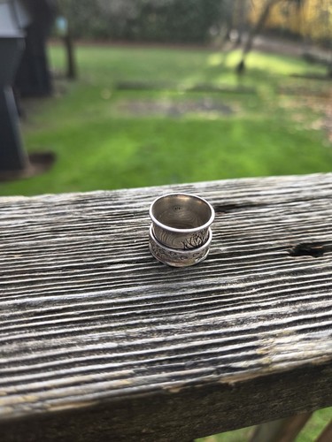 Sterling Silver Tree Of Life Spinner Fidget Ring Thick Band 925 Leaves Size 5 - Picture 10 of 14