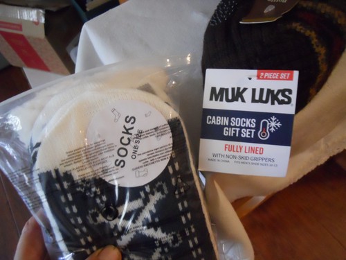 Zapatilla forrada Sherpa Muk Luk para hombre talla 10-13 - 2 pr pantorrilla alta Sox Fit TODOS - Imagen 3 de 6