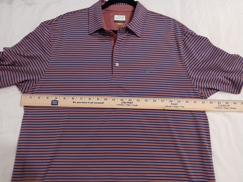 Greg Norman Polo Shirt Large Blue Stripes Golf Performance Play Dry Mens - Picture 5 of 8