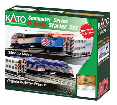 Kato 106-0037 N Gauge Chicago Metra F40PH Diesel Passenger Train Set