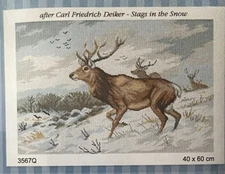 Needlepoint canvas for halfstitch without yarn Stags in the Snow 3567Q