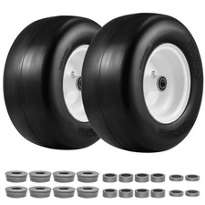 13x6.50-6 Flat Free Tire and Wheel 2 Pack, Solid Smooth Zero Turn Lawn Mower ...