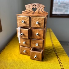 Vintage Oak Apothecary Cabinet Porcelain Knobs