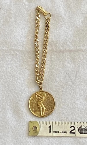 Gold Plated Disc Female Golfer Charm Bracelet Vintage *Free Shipping - Picture 4 of 6