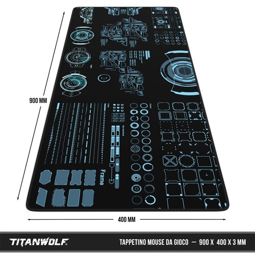 TITANWOLF Tappetino per Mouse XXL 900 x 400 Office Mousepad Controllo preciso - Photo 9/24