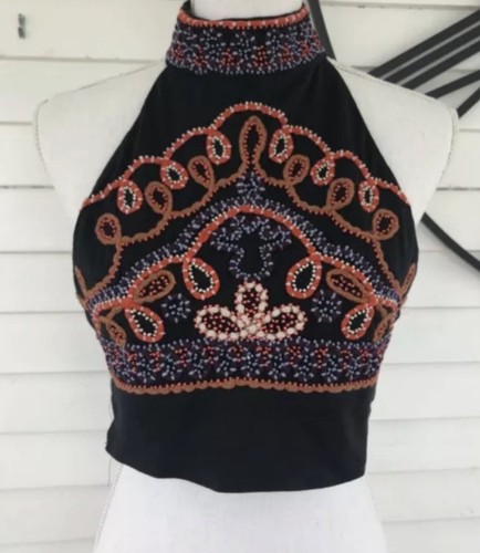 Free People GOA Embroidered Tank Black Combo Size XS NWT - Picture 2 of 6