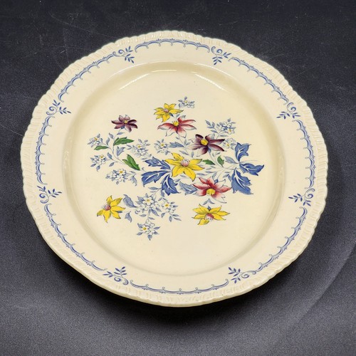 Ridgway’s Cornwall Oval Platter 14" Blue Gadroon Edge Floral Center Sheldon UK - Picture 2 of 12