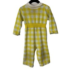 Vintage 70s Health Tex Baby 24 Months Jumpsuit One Piece Yellow Plaid USA Made