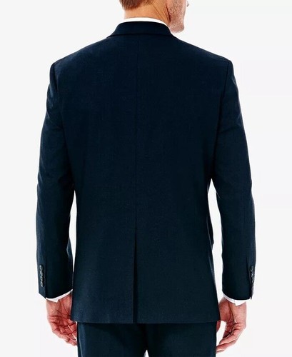 Haggar Mens Classic fit Suit Jacket Blazer 44 S Navy Blue Solid Stretch - Picture 4 of 4