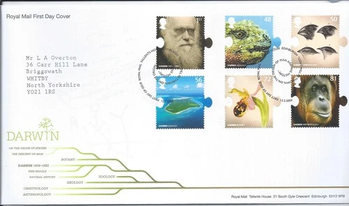 GB QEII 2009 Charles Darwin First Day Cover Tallents House Postmark