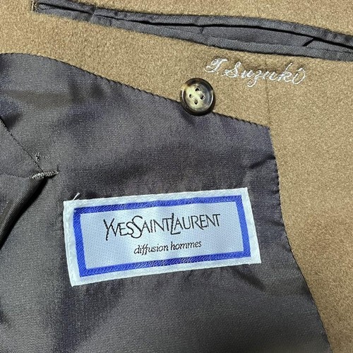 Manteau long vente beige Yves Saint Laurent double chester vintage
