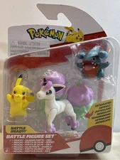 Pokemon Battle Ready Figure Set Pikachu, Galarian Ponyta & Gible 3 pk NEW