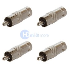 BNC Female Jack to RCA Male Plug Adapter Connector Coupler CCTV - LOT of 4