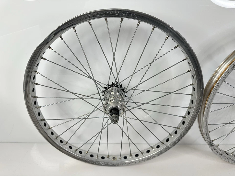 Vintage 1987 Mongoose Pro Class BMX Racing 20” Wheels Set Silver  - Image 3 of 4