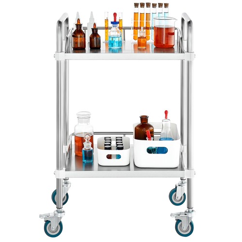 Lab Rolling Cart 2-Layer Stainless Steel Medical Dental Lab Serving Cart - Picture 10 of 12
