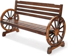 Bench Bench VINGLI Outdoor People Arms, with Wagon Outdoor 3 Wooden Wheel Rustic