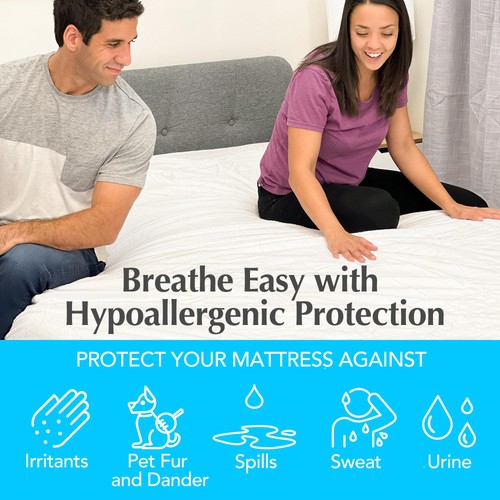 Waterproof Mattress Protector – Breathable, Machine-Washable Mattress Cover –... - Picture 5 of 9