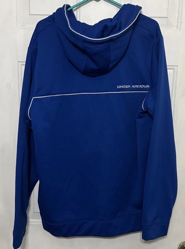 Under Armour Bright Blue w Grey Trim Full Zip Loose Hoodie Pockets Size XL - Picture 2 of 3