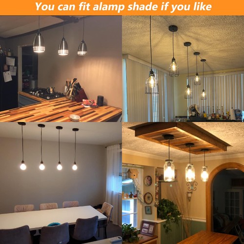 Industrial Mini Pendant Light Kit E26 E27 Base Edison Vintage Style Black Cor... - Picture 2 of 7