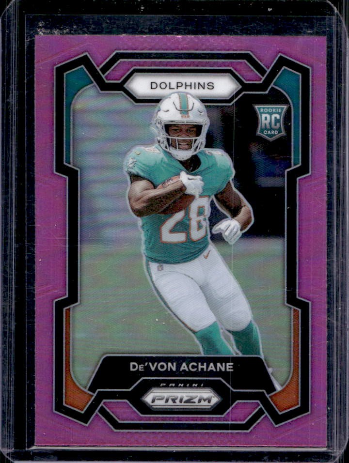 2023 Panini Prizm De'Von Achane RC Pink Rookie #365 Dolphins