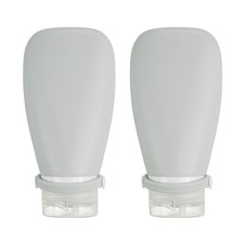 2 Pcs 3 oz Silicone Squeeze Bottle, Refillable Travel Bottles, Gray