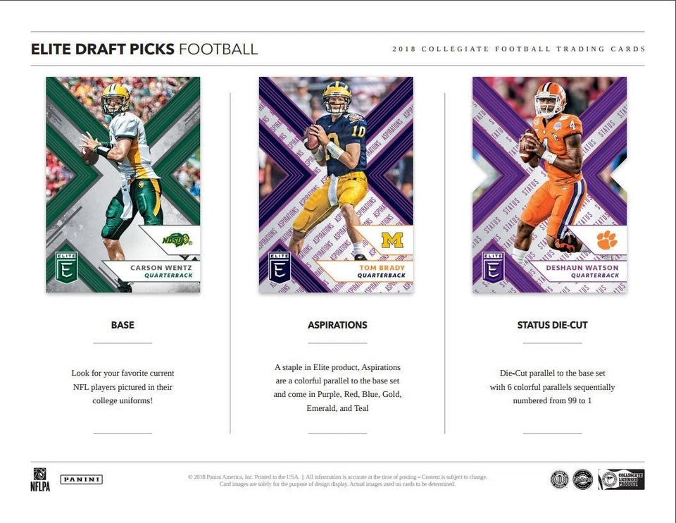 2018 PANINI ELITE DRAFT PICKS FOOTBALL HOBBY BOX - Image 4 of 4