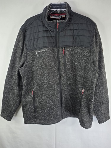 Free Country Frore Pullover Strick Fleece Jacke Herren XL Full Zip Taschen dunkelgrau - Bild 4 von 16
