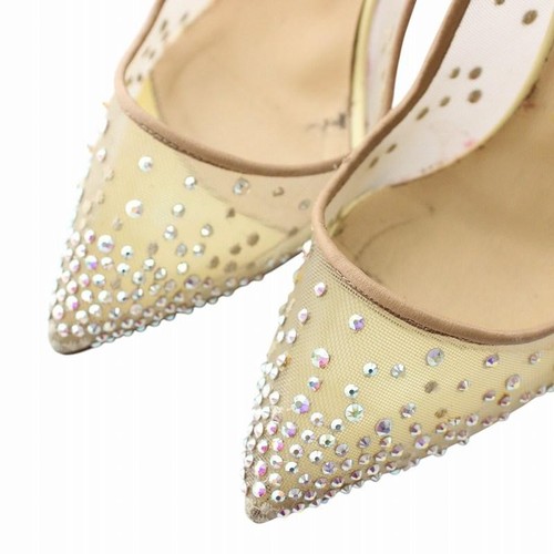 Christian Louboutin Pumps Heel Rhinestone Mesh Cream EU35/US5 82514c - Picture 3 of 24