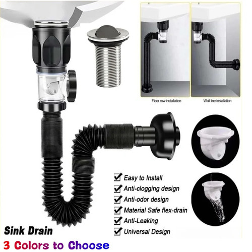 Flip-Top Küchenspüle Abflussrohre, einziehbare desodorierende Abtropffläche, flexible Daunen - Bild 1 von 15