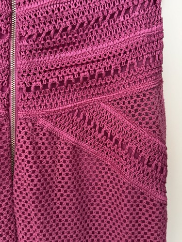 PatBo Sleeveless V-Neck Fringe Size 8 Maxi Dress Crocheted Knit Details Cerise - Picture 17 of 24