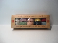 VINTAGE STAR DARNING & MENDING SEWING COTTON THREAD in BOX ~ 10 Balls ~ 2 Ply