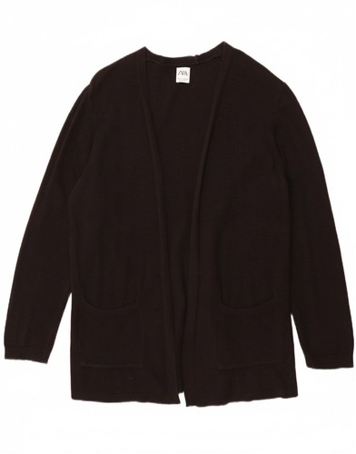 ZARA Damen offene Strickjacke Pullover UK 18 XL schwarz Baumwolle DW05