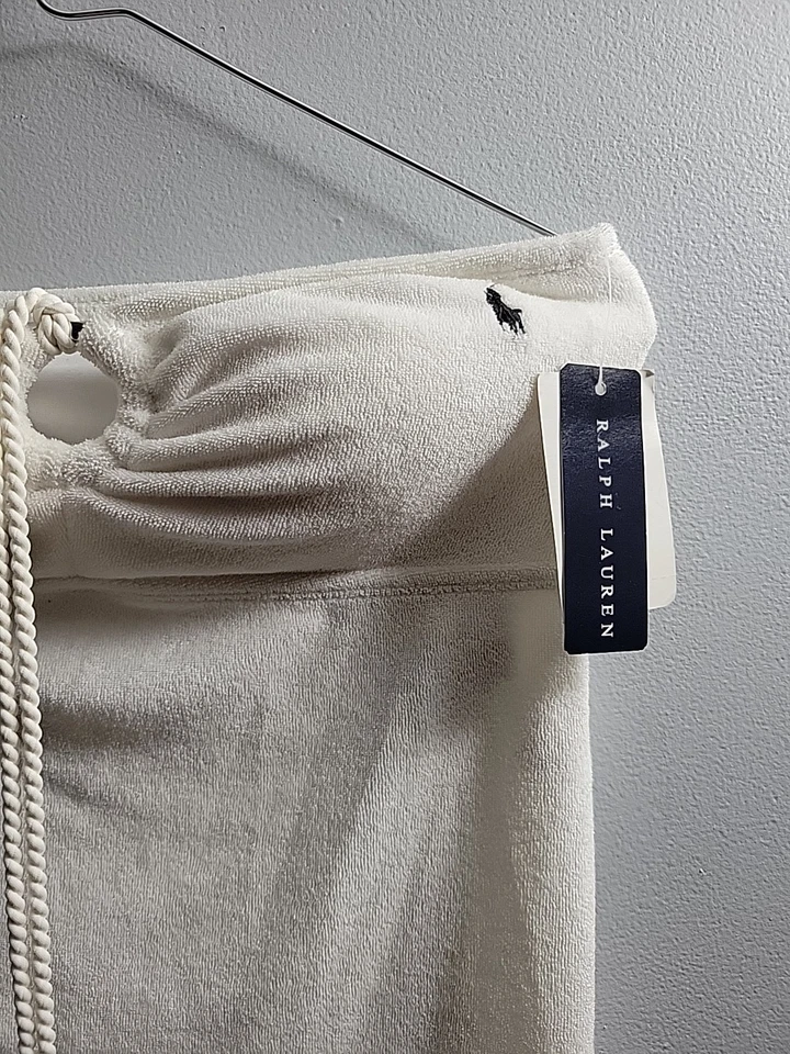 RALPH LAUREN Terry Cloth Swim Cover Up Mini Dress White Medium Black Label - Image 2 of 4