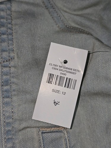 New Justice Girls 12 Denim Jean Jacket Light Blue Coat Distressed School Stretch - Picture 5 of 15