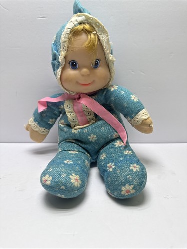 Vintage Baby Beans Puppe 1970 Mattel Zugschnur sprechend funktionstüchtig blau blond