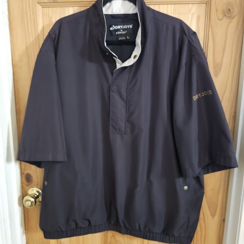 DRYJOYS Footjoy Mens SZ LG Short Slv GOLF Windbreaker 1/4 Zip Pullover Black/Tan - Picture 2 of 16