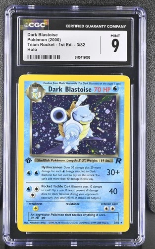 CGC 9 MINT Dark Blastoise Team Rocket 1st Edition 3/82 Holo Pokemon Card