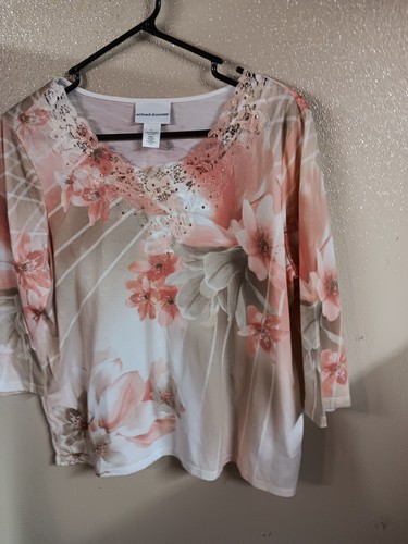 Alfred Dunner Womans Blouse Top Multicolor Large Floral 3/4  Sleeve Round Neck - Bild 3 von 9